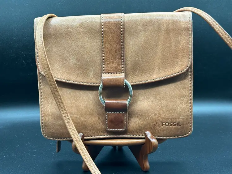 Fossil Leather Crossbody Purse With attached Wallet organizer