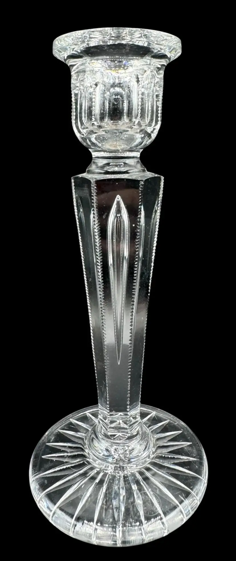 Antique Signed J. Hoare ABP American Brilliant Cut Glass Candle Stick Holder