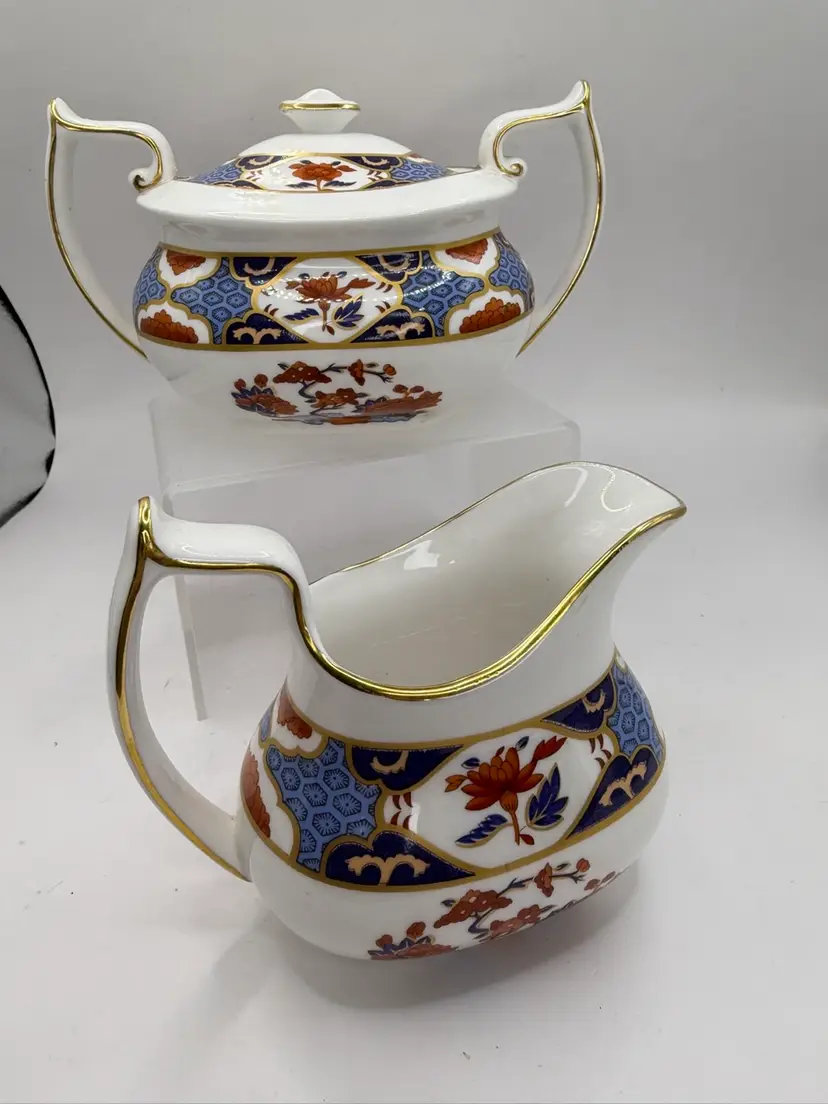 Spode SHIMA pattern Creamer & Covered Sugar Bowl