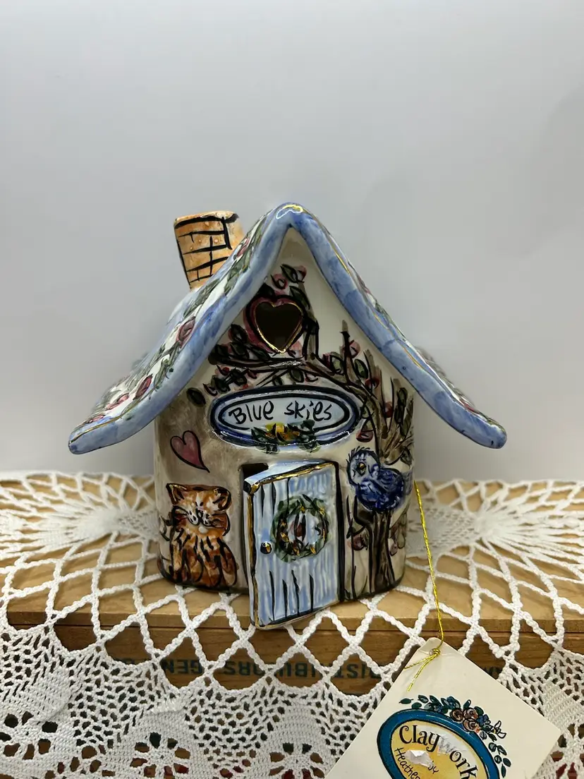 Clay works By Heather Goldminc Blue Skies Birdhouse 2000