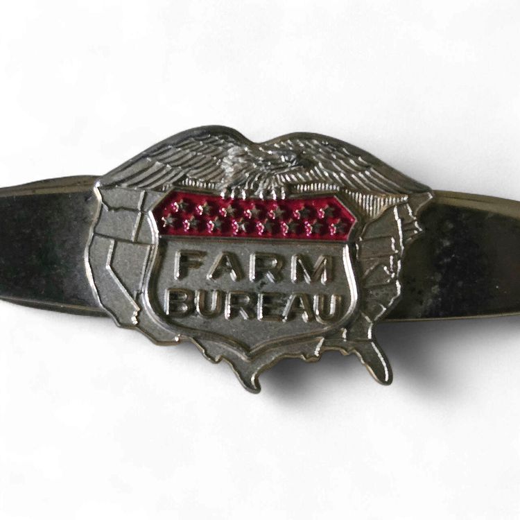 Tie Clip Men's Gold Plated "ROBBINS" with "FARM BUREAU" Insurance Logo Vintage