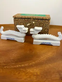Pair Of Miniature White Porcelain Dragons