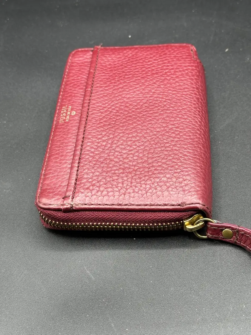 Fossil Zip Around Wallet Burgundy