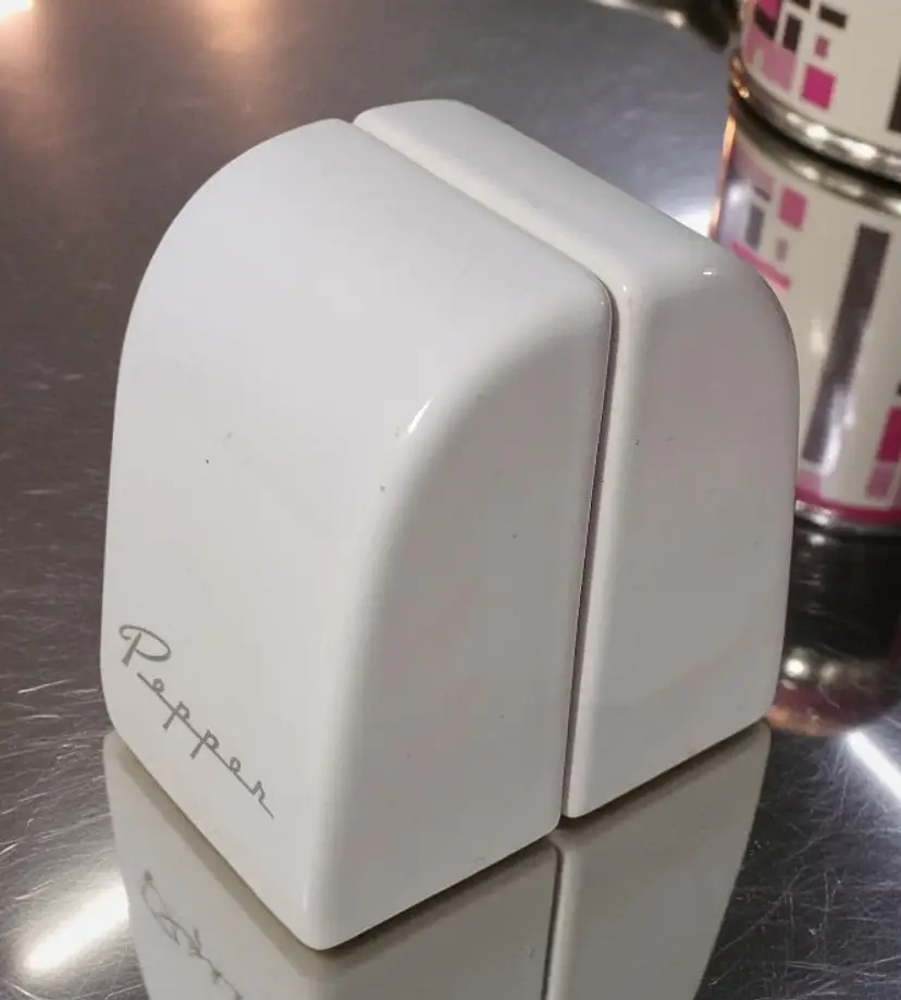 Vintage Art Deco Porcelain Stove Top Salt Pepper Shakers Mid-Century Diner White
