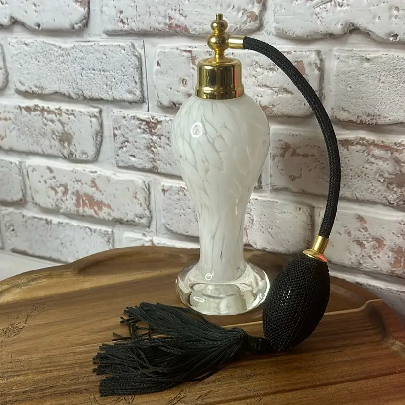 7” Perfume Bottle White Spots And Clear Bottle It's Beautiful And Still Working