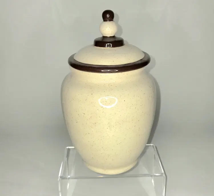 Biscuit Jar Ceramic Lidded Floral w/ Butterfly