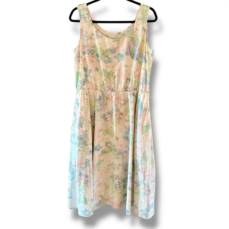 Vintage Handmade Pastel Floral Cottagecore Sleeveless Sundress Sz M/L