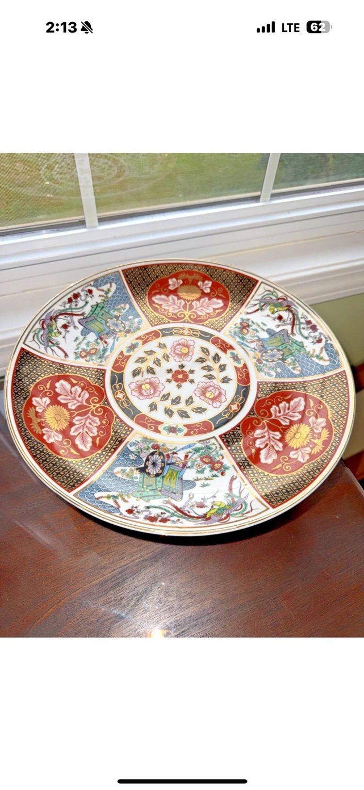 Vtg 12” Japanese IMARI Porcelain Hand Painted Platter, Japan; gold guilded