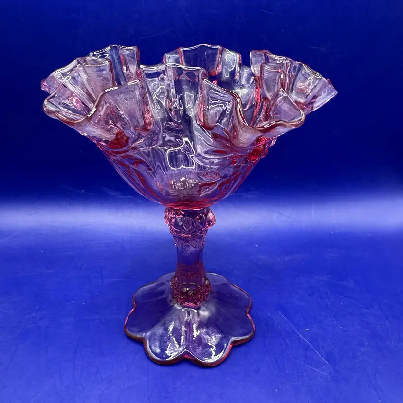 Fenton Cabbage Rose Compote Candy Dish