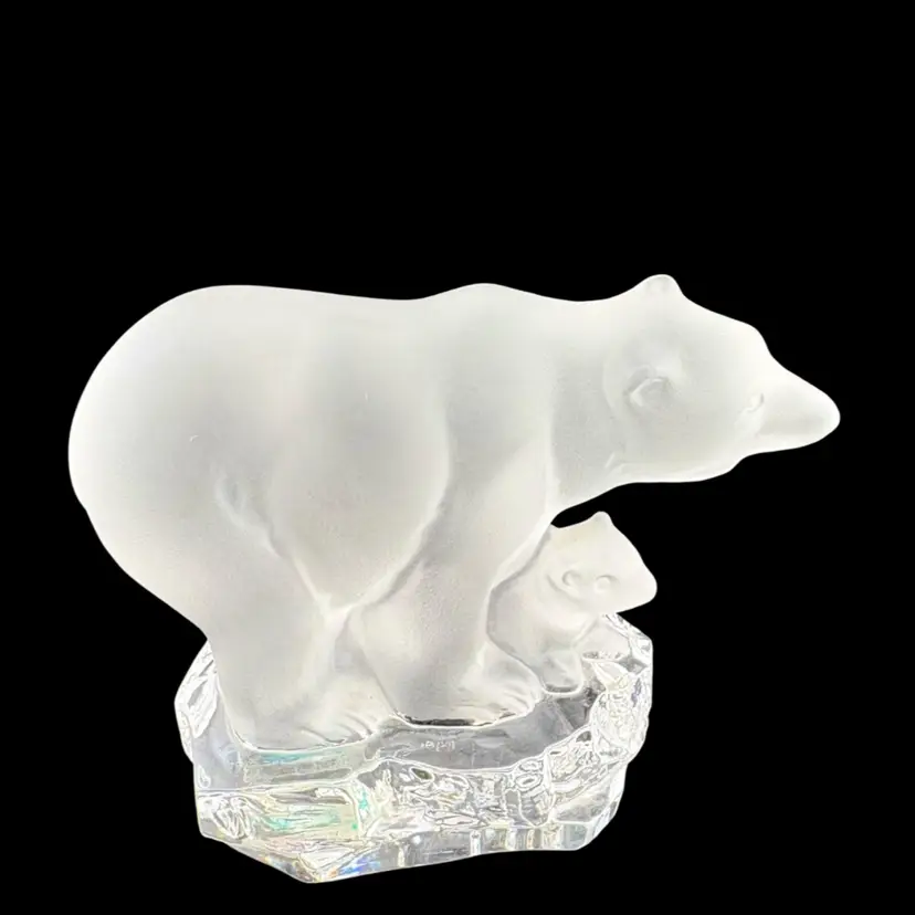 Vintage Goebel Crystal Mama & Cub Polar Bear 3” Tall x 3.5” Long x 2” Wide
