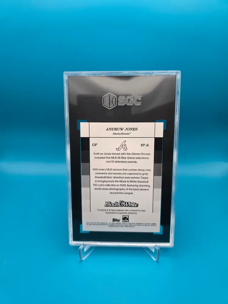Andruw Jones HoF SGC 10 2024 Topps Black & White Yellow Auto 58/75 Atlanta Braves