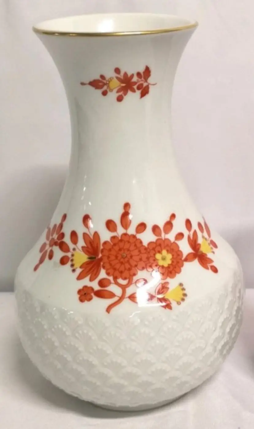 Beautiful Hutscheuther Germany Orange And Yellow Flower Vase