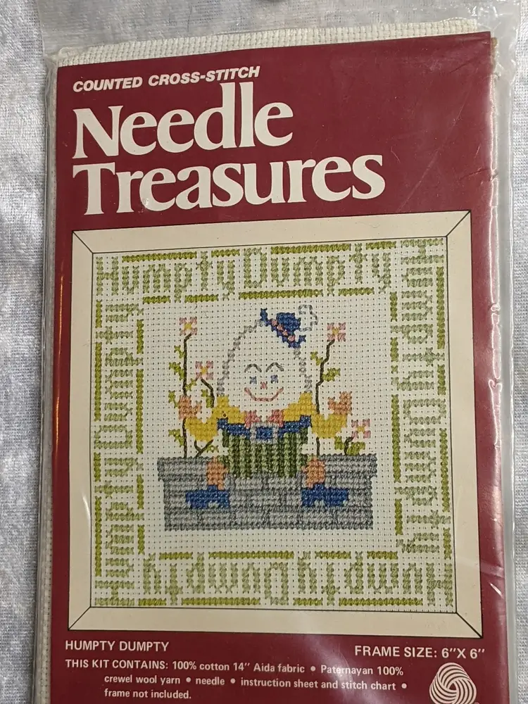 Needle Treasures Humpty Dumpty Counted Cross Stitch 1982 USA New Sealed 02509Baby Childs Room Decor
