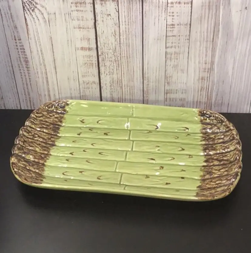 Vintage Bordallo Pinheiro Ceramic Asparagus Dish, Portugal