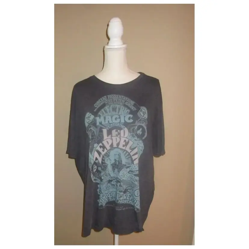 Electric Magic Led Zepplin Mens Graphic T-Shirt 2XL Gray/Blue Cotton