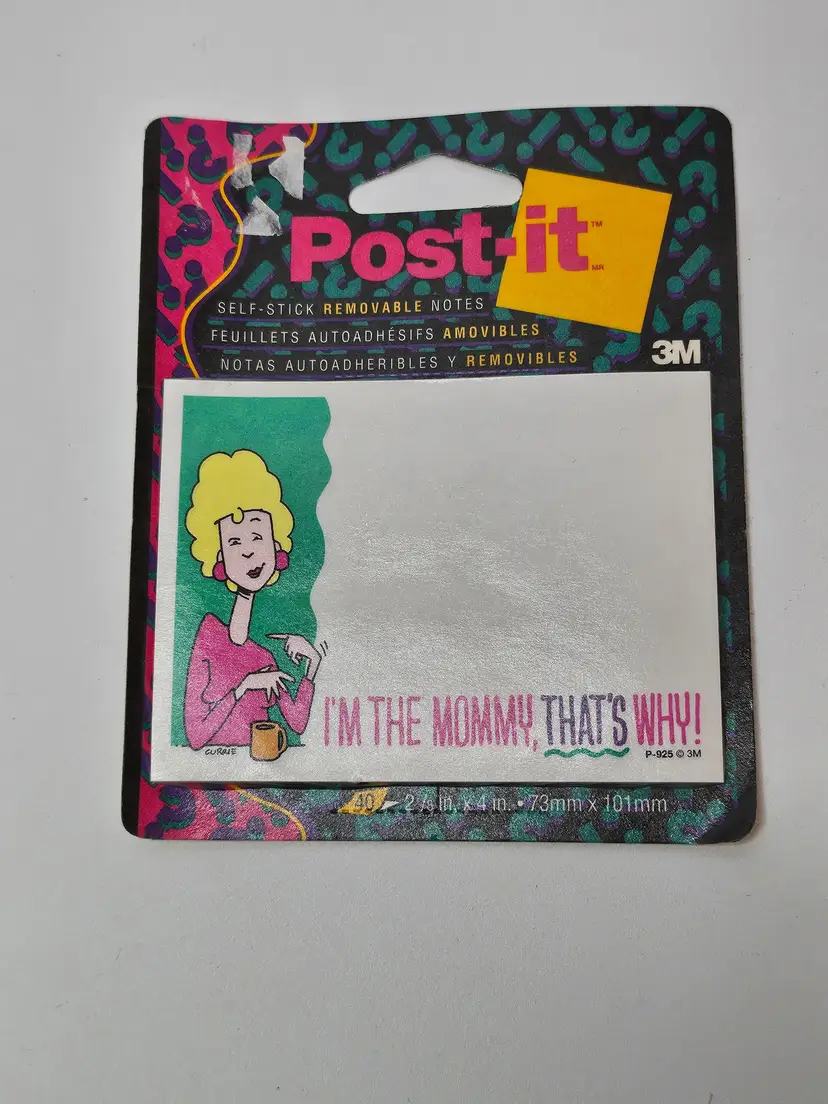 NOS Vtg 3M Post It Notes 40ct Novelty 1993 "I'm The Mommy, That's Why"