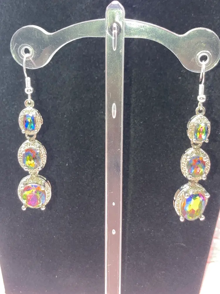 Mystic Topaz 2 1/2” Drop! 925 Stamped  Fish Hooks.  Made By Me! Handmade!