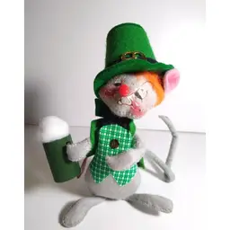 ANNALEE St Patrick's Day Irish Dressed Mouse With Beer Mug 1993 Anthropomorphic