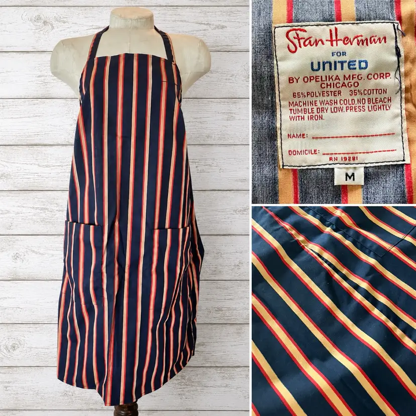 RWB - Vintage Stan Herman UNITED AIRLINES Flight Attendant Inflight Apron 1981 - Medium