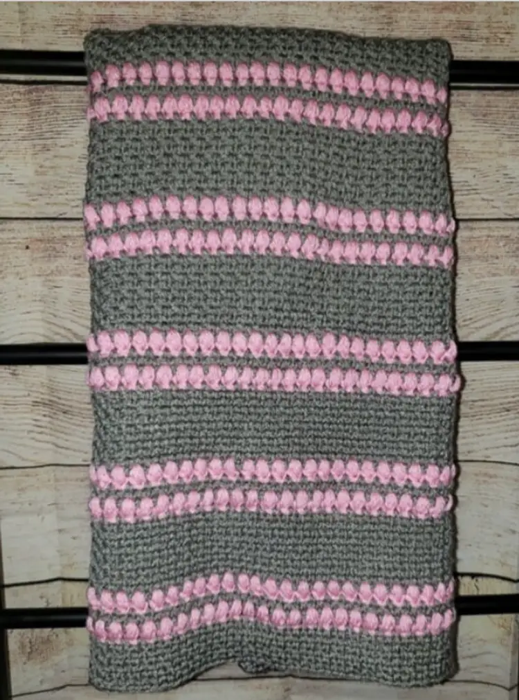 Puffed Stripes Blanket, Crochet Blanket, Baby Blanket,
