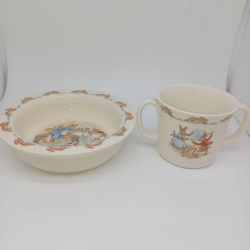 Royal Doulton Bunnykins Bowl & Mug Set Tableware English Fine Bone China Vintage