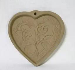 Vintage Brown Bag Cookie Mold Heart Shaped Roses Pattern Hill Design Inc. 1992