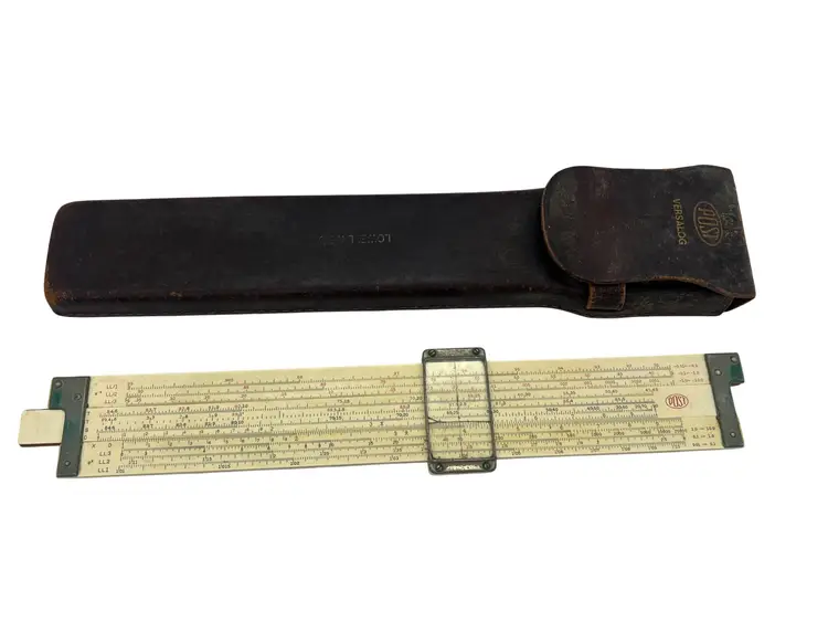 Frederick Post Versalog 1460 Hemmi Bamboo Slide Rule w/ Leather Case Japan