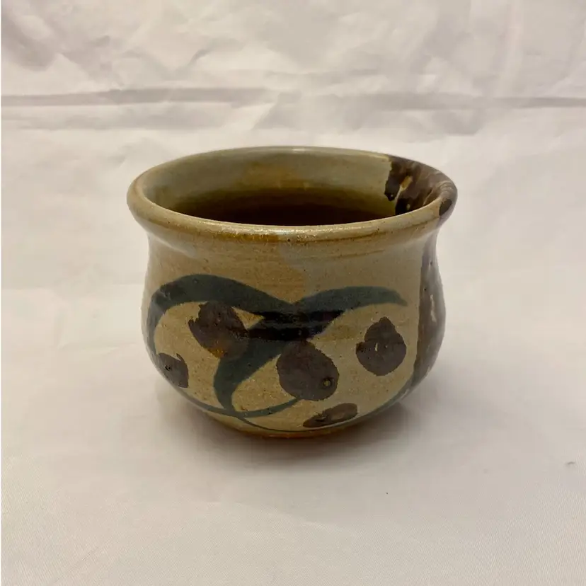 Redware Pottery Bowl/Cup Candle Votive, Glazed EUC
