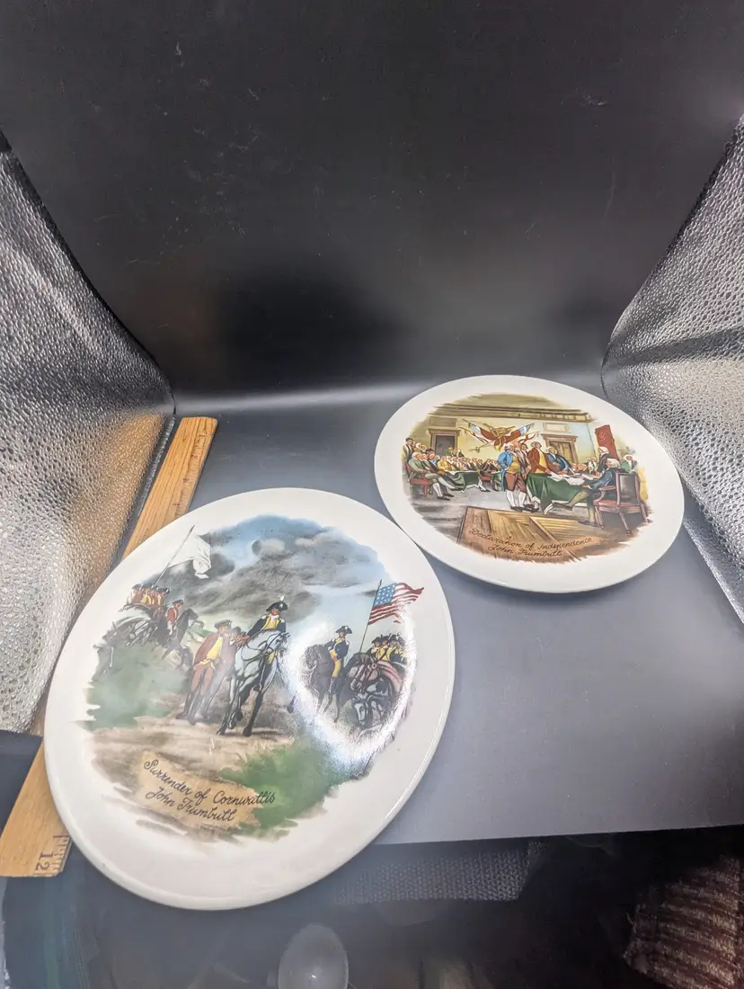 Vintage American History Collectors Plates By John Trumbull Set Of 2.