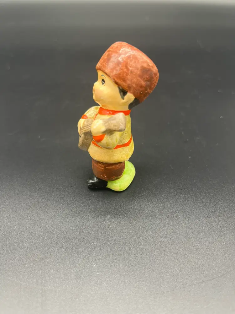 Vintage Figurine - Boy Playing Balalaika - Folk-Inspired Ceramic, 2.75" Tall