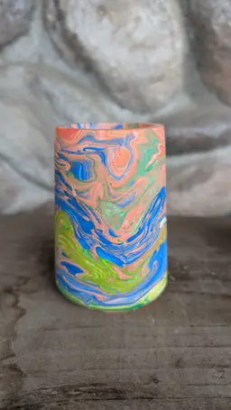 Jesmonite Pot - Multi Swirl - Skinny Vase