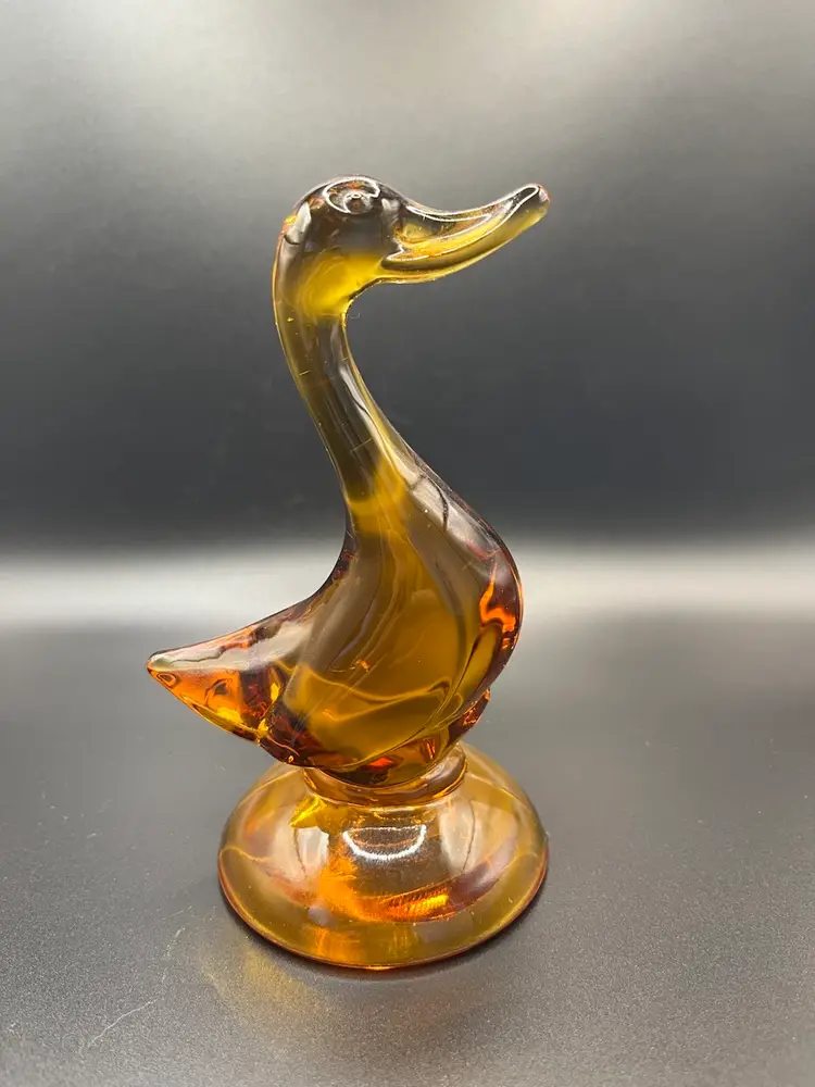 Vintage Viking Glass Amber Duck 5”