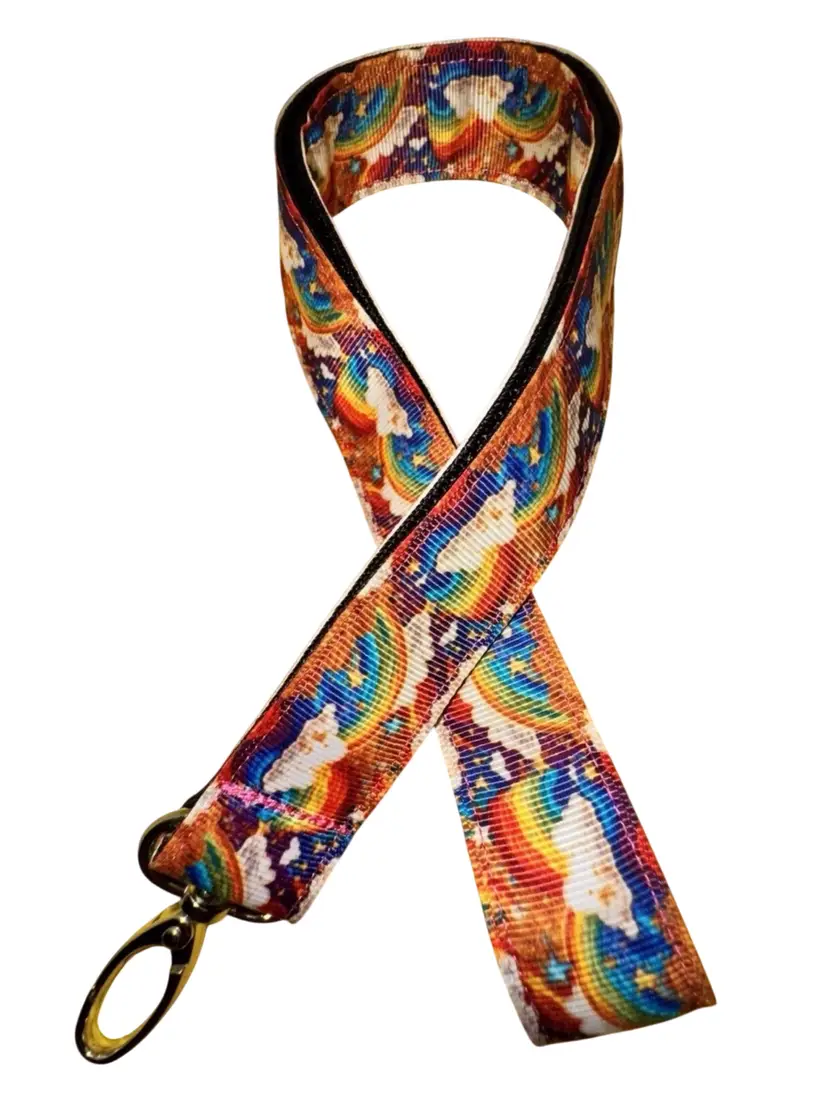 Keychain Lanyard Key Holder Clouds Rainbows Multi Color NEW Handmade 19.5”