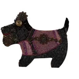 Scottie Dog Bead Mosaic 6 3/4” X 5 1/2”