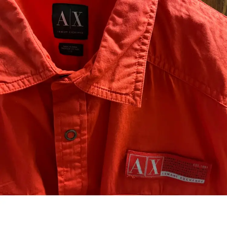 AX Armani Exchange - men’s short sleeve shirt with snap front and pockets, size Large
