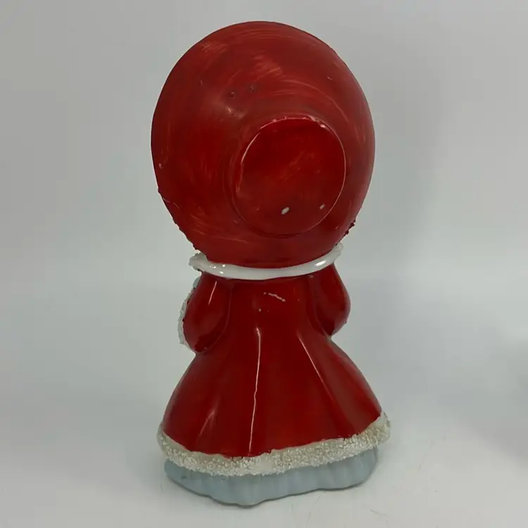 HTF Thames Japan Christmas Wreath Girl Red Coat Bonnet Spaghetti Sugar Trim 6.5”