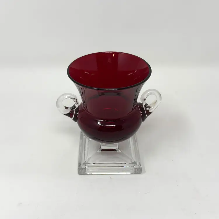 Ruby Red Glass Grecian Urn Vase / Cigarette by Duncan Miller, Small 3.5 Inch (0313-25)