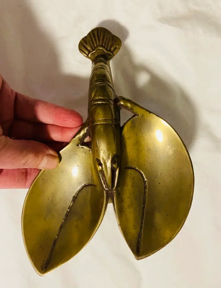 Vintage Brass Lobster Tray Mid Century Modern Hollywood Regency CottageCore Grandmillennial