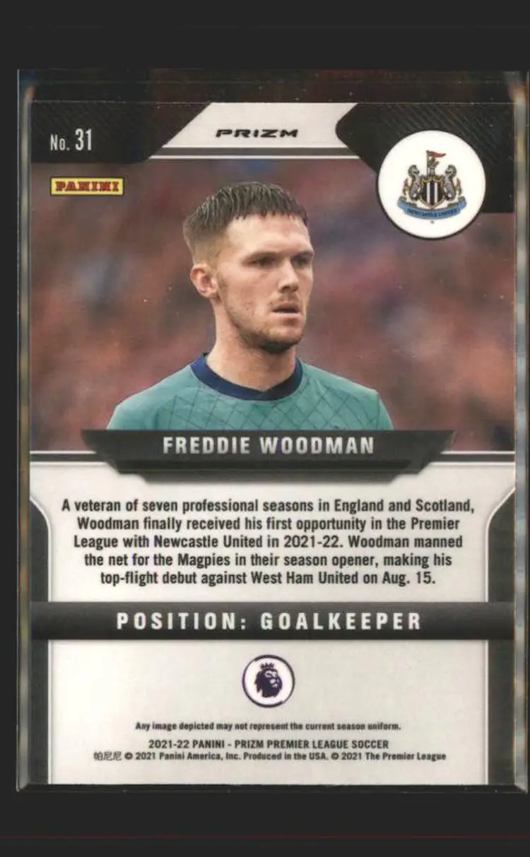2021-22 Panini Prizm Premier League #31 Freddie Woodman Green Wave - ( 138 ) - Newcastle United
