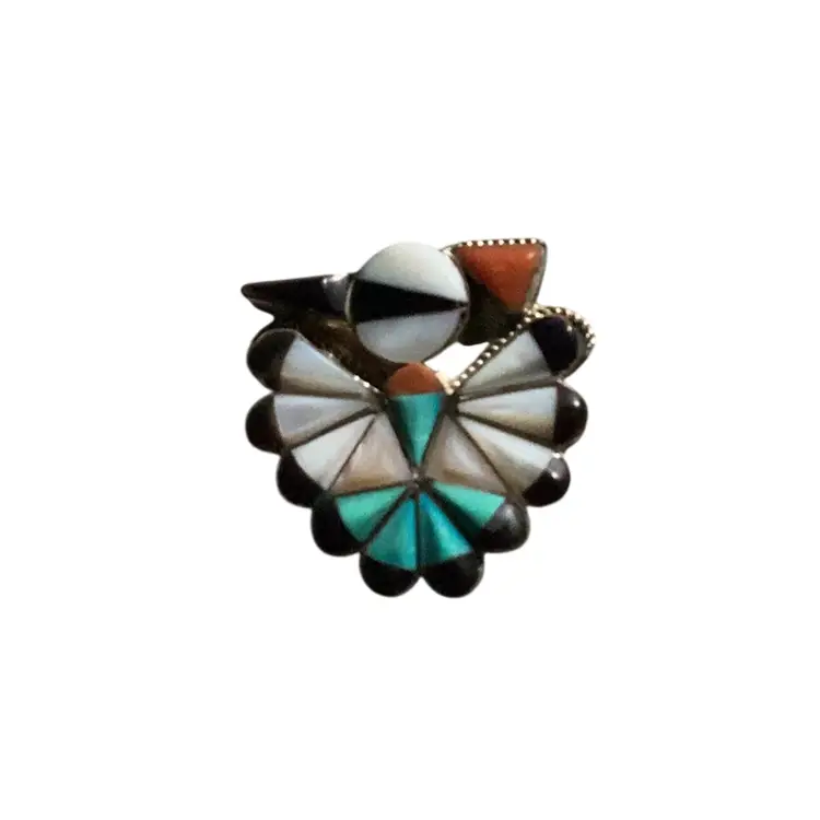 Zuni Sterling Silver Mosaic Thunderbird Pendant/brooch
