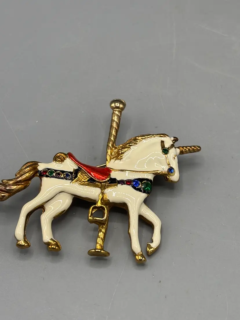 Vintage Carousel horse brooch