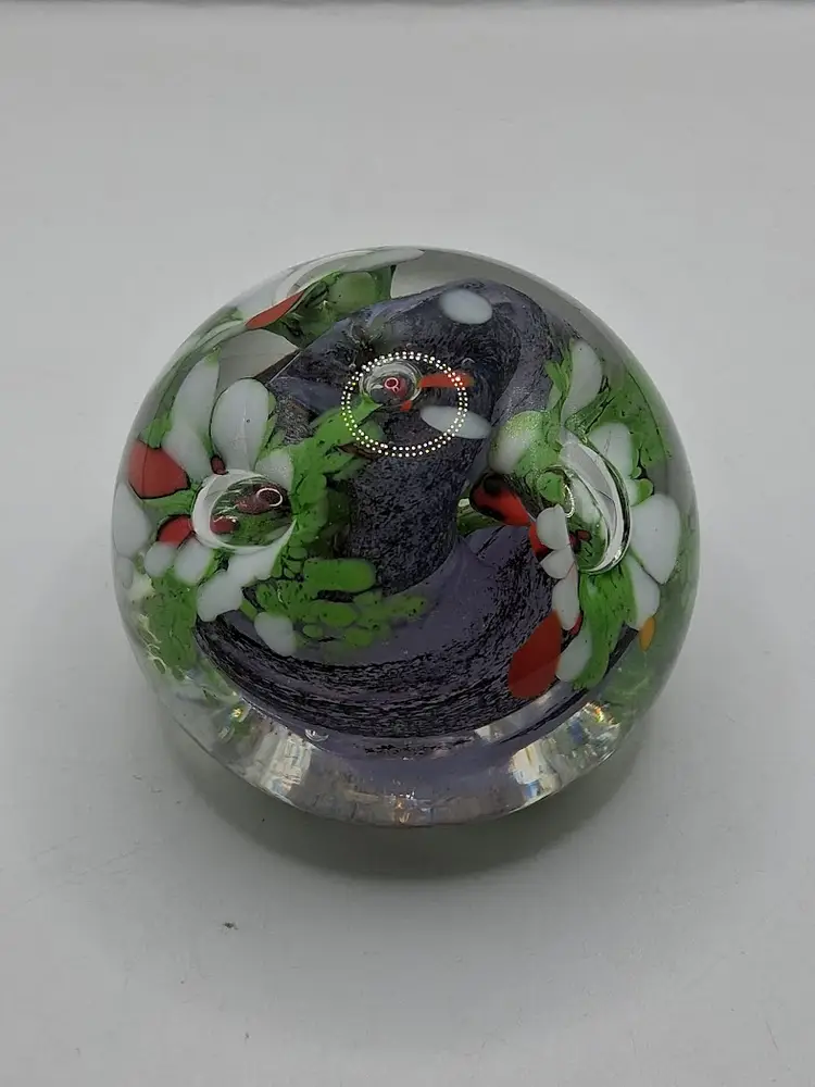Vintage Artist Signed Multi-Color Art Glass Paperweight