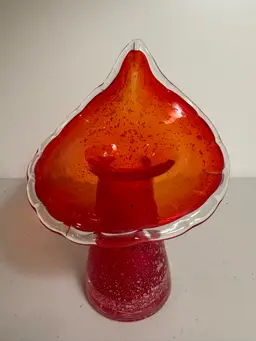 MCM Jack In The Pulpit Art Glass Vase Red Cased Glass Controlled Bubbles 6.5"