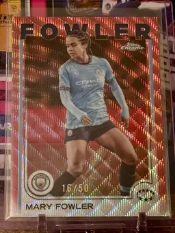 Mary Fowler 2024/25 Topps Chrome UWCL Rose Gold Wave /50 Manchester City Australia Soccer Card