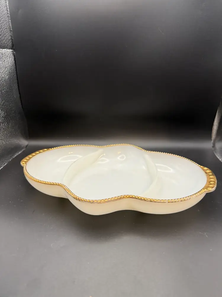 Anchor Hocking Fire-King Milk Glass Divided Relish Tray