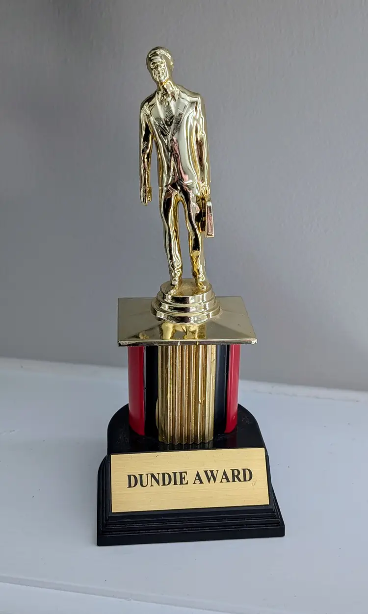 Dundie Trophy Award The Office Dunder Mifflin Dundee 10 1/2" Gold Michael Scott