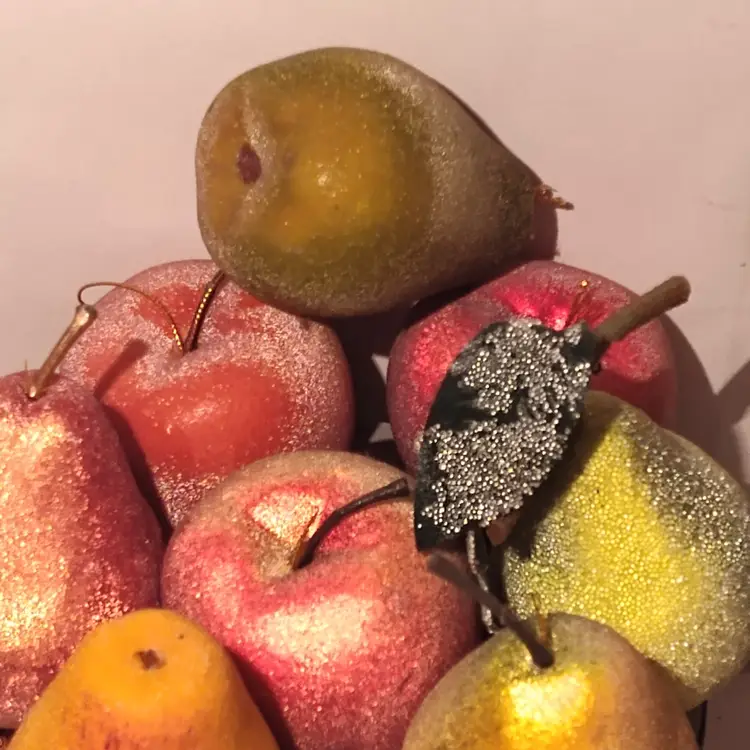 Mixed Lot of 8 Vintage Sugared Beaded Faux Mixed Fruit Pieces Christmas Holiday