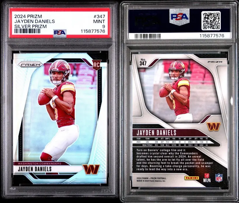 Jayden Daniels Prizm Silver RC! PSA 9 Washington Commanders