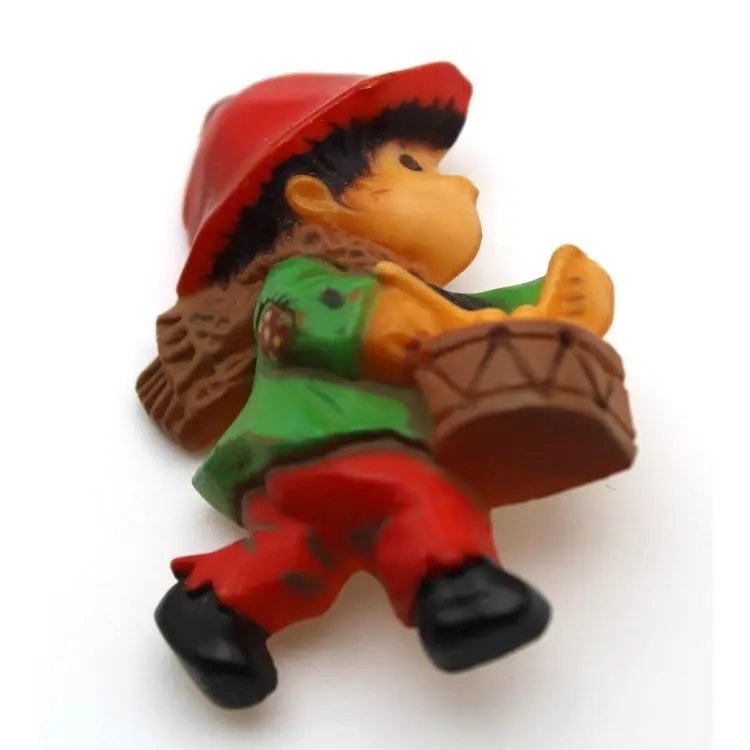 Vintage 1970s Hallmark Christmas Pins, Little Drummer Boy & Christmas Bells