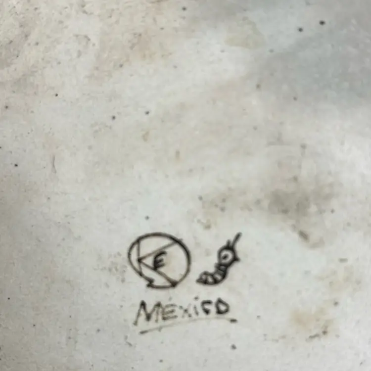 vintage Ken Edwards Tonalá pottery tray With Birds On It, Signed